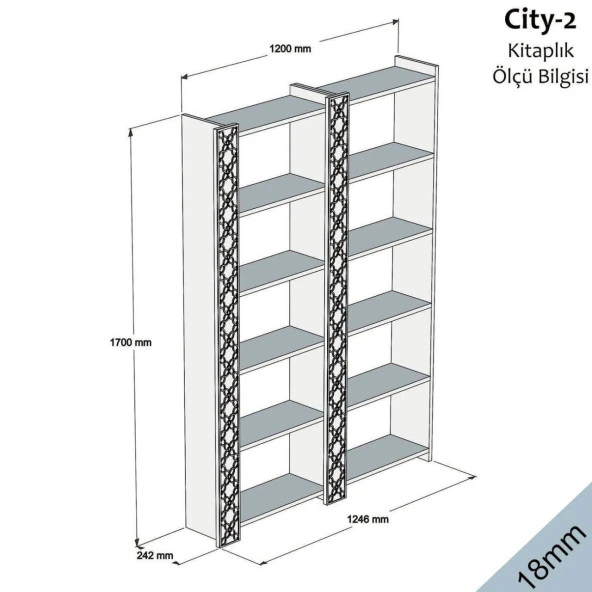 Variant Mobilya City İkili Kitaplık - Beyaz - 3