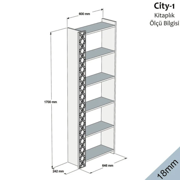 Variant Mobilya City Kitaplık - Ceviz / Sarı - 3