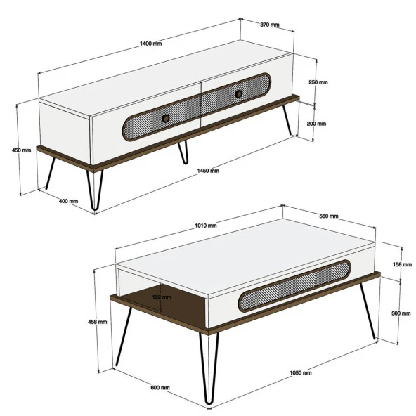 Variant Mobilya Ekol Tv Ünitesi Ve Orta Sehpa Takımı - Krem - 3