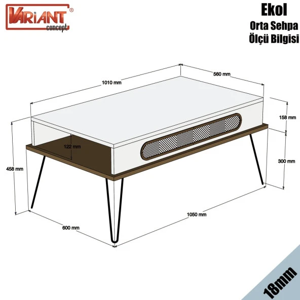 Variant Mobilya Ekol Orta Sehpa - Krem - Resim 2