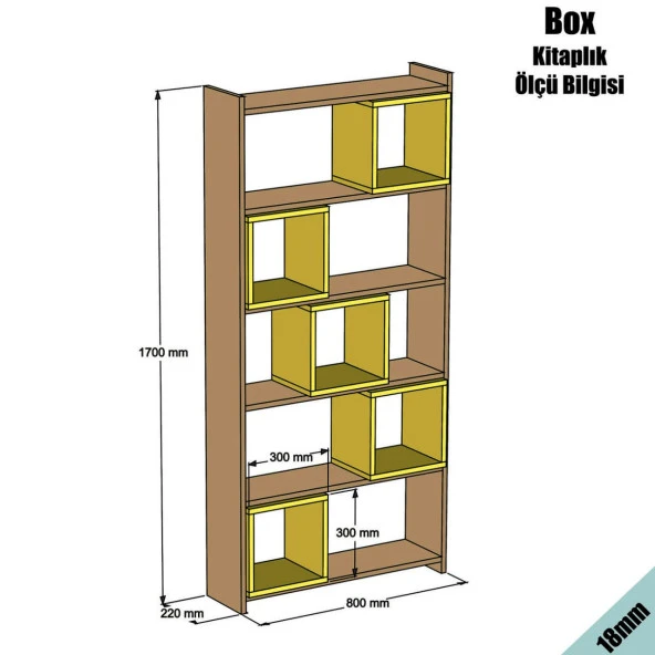 Variant Mobilya Box Kitaplık - Ceviz / Krem - 4