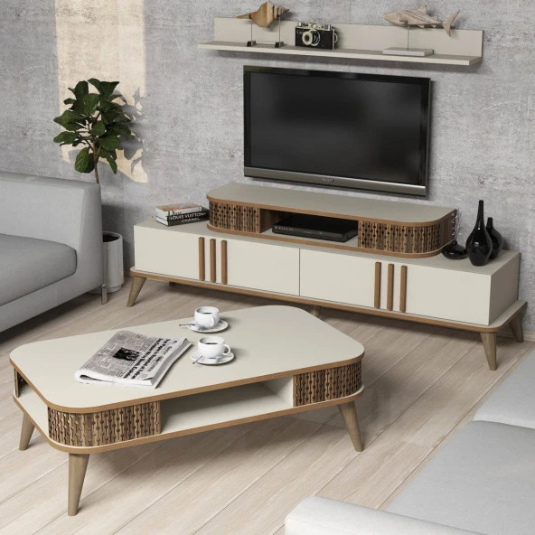Variant Mobilya Eylül Tv Ünitesi Ve Orta Sehpa Takımı - Krem