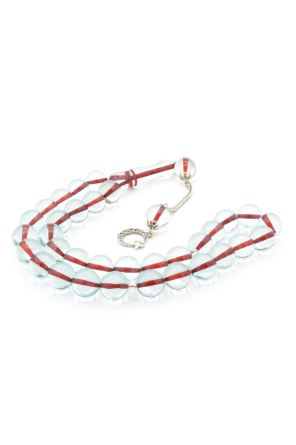 Kokulu İri Boy Küre Kesim Açık Mavi Toz Kehribar Tesbih 14 Mm - Resim 3