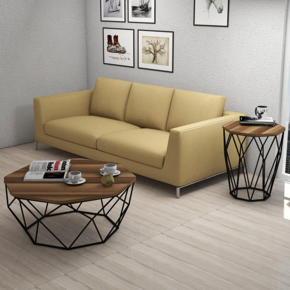 Variant Mobilya Sofya Metal Ayaklı Yan Sehpa - Ceviz - 4