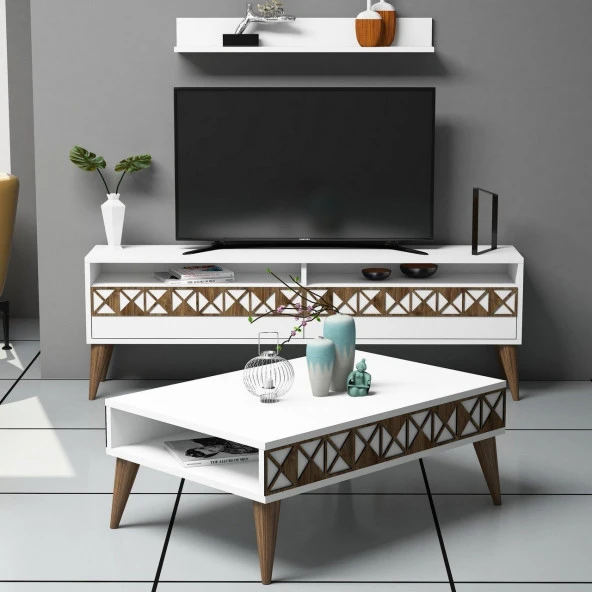 Variant Mobilya Line Tv Ünitesi Ve Orta Sehpa Takımı - Beyaz
