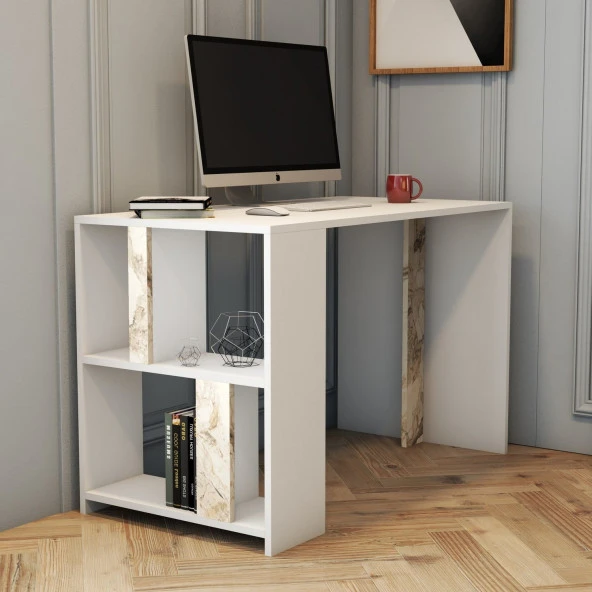 Variant Mobilya Lima Çalışma Masası - Beyaz / Beyaz Mermer - 2