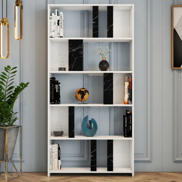 Variant Mobilya Lima Kitaplık - Beyaz / Siyah Mermer - 2