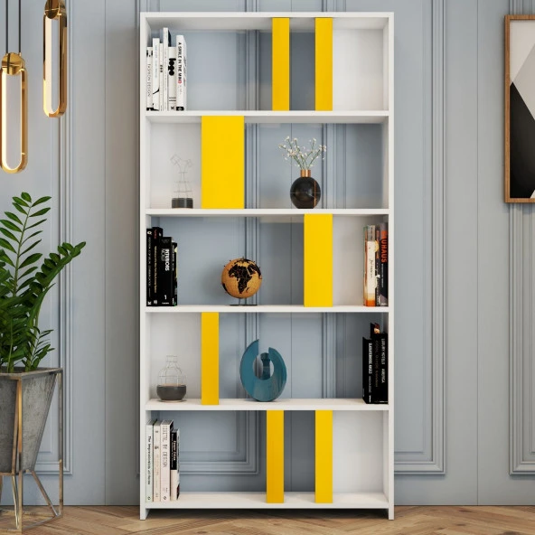 Variant Mobilya Lima Kitaplık - Beyaz / Sarı