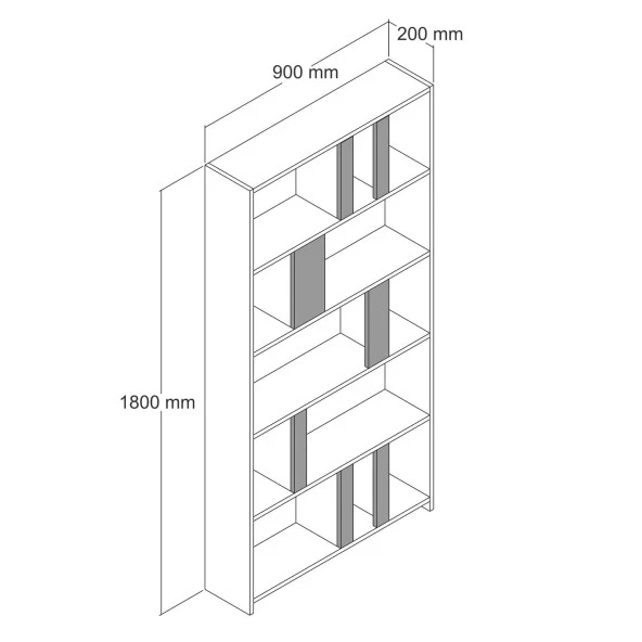 Variant Mobilya Lima Kitaplık - Ceviz / Antrasit - 4
