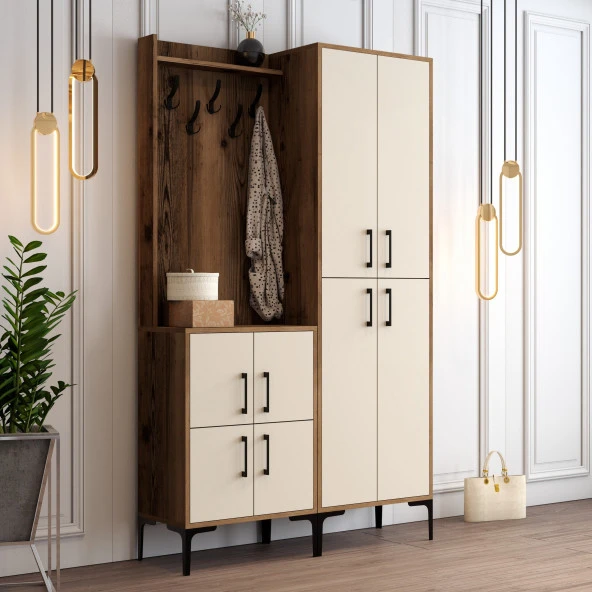 Variant Mobilya Berlin Ba Portmanto - Ceviz / Krem - 3