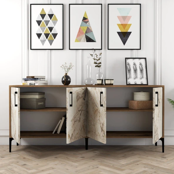 Variant Mobilya Kiev Konsol - Ceviz / Beyaz Mermer - 2