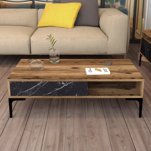 Variant Mobilya İstanbul Orta Sehpa - Ceviz / Siyah Mermer - 3