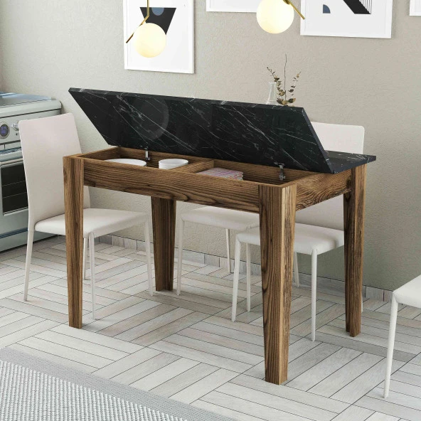 Variant Mobilya Kiev Mutfak Masası - Ceviz / Siyah Mermer - Resim 2