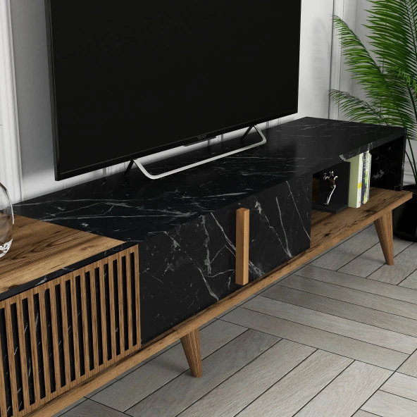 Variant Mobilya Milan 3 Lü Salon Takımı - Ceviz / Siyah Mermer - Resim 7