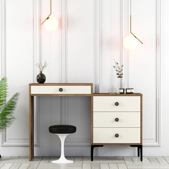 Variant Mobilya Lizbon Makyaj Masası - Ceviz / Krem