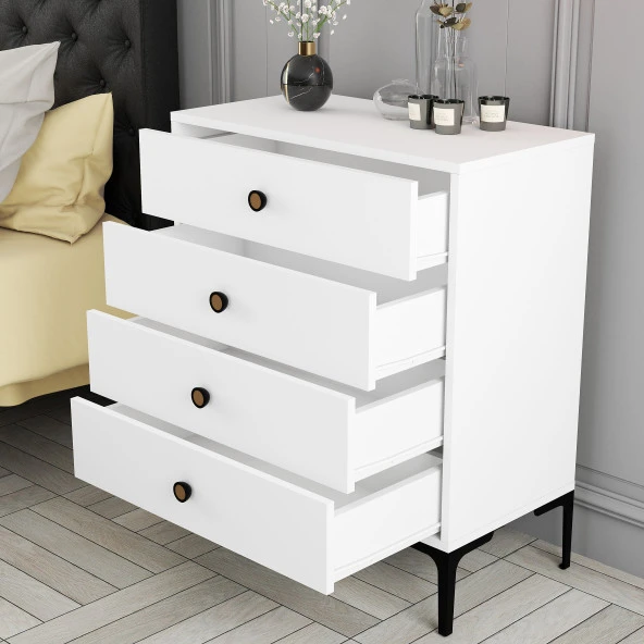 Variant Mobilya Lizbon 4 Çekmece Şifonyer - Beyaz / Beyaz - 3