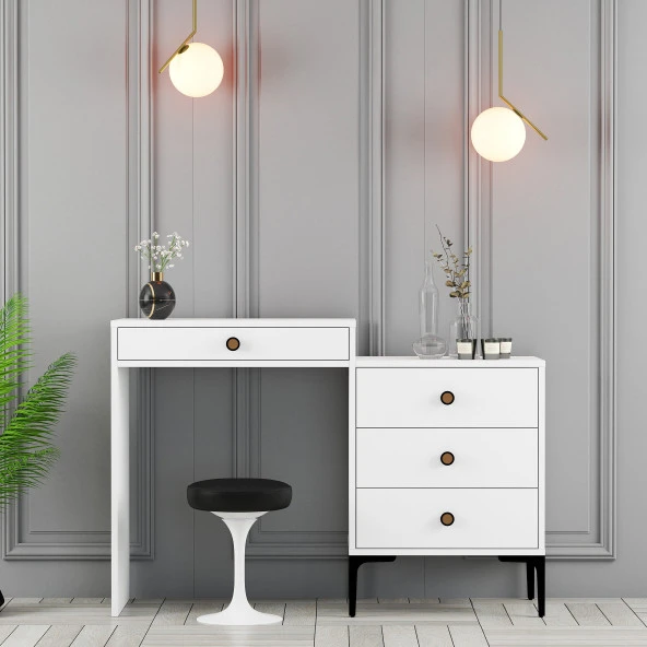 Variant Mobilya Lizbon Makyaj Masası - Beyaz / Beyaz