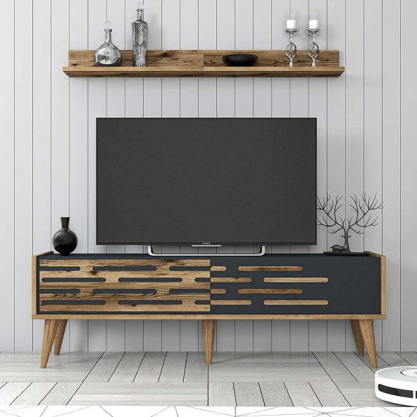 Variant Mobilya Valensiya 140Cm Tv Ünitesi - Ceviz / Antrasit