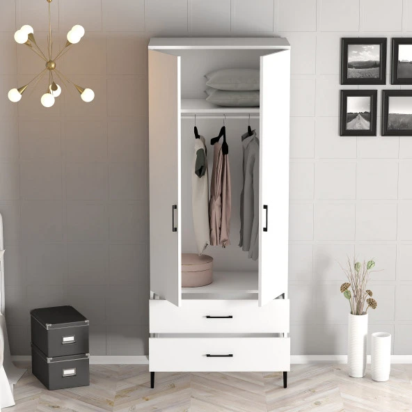 Variant Mobilya Kumsal 2 Kapılı (T) Gardrop - Beyaz / Beyaz - Resim 2