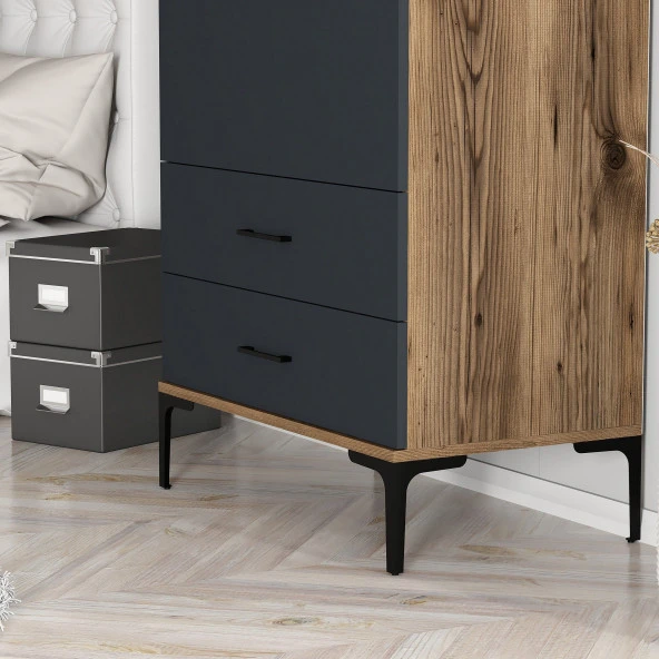 Variant Mobilya Kumsal 2 Kapılı (T) Gardrop - Lidya / Antrasit - 3