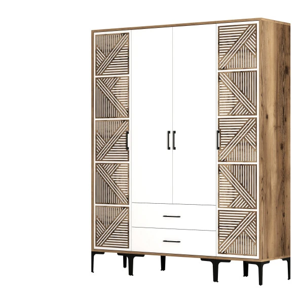 Variant Mobilya Kumsal 4 Kapılı (Ptp) Gardrop - Lidya / Beyaz - Resim 2