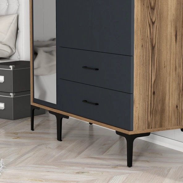 Variant Mobilya Kumsal 3 Kapılı (Rt) Gardrop - Lidya / Antrasit - Resim 6