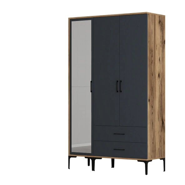 Variant Mobilya Kumsal 3 Kapılı (Rt) Gardrop - Lidya / Antrasit - Resim 7