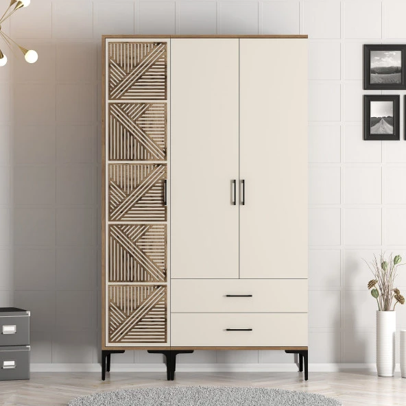 Variant Mobilya Kumsal 3 Kapılı (Pt) Gardrop - Lidya / Krem ürün görseli 1