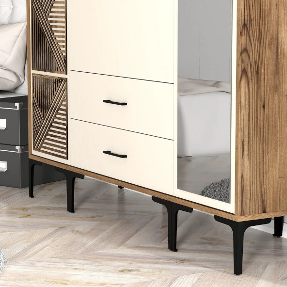 Variant Mobilya Kumsal 4 Kapılı (Ptr) Gardrop - Lidya / Krem - Resim 2