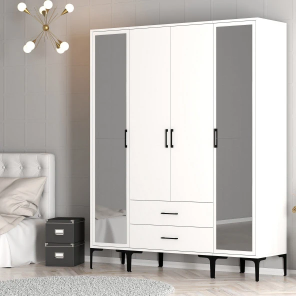 Variant Mobilya Kumsal 4 Kapılı (Rtr) Gardrop - Beyaz / Beyaz - 3