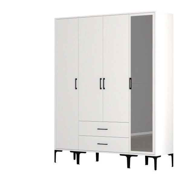 Variant Mobilya Kumsal 4 Kapılı (Str) Gardrop - Beyaz / Beyaz