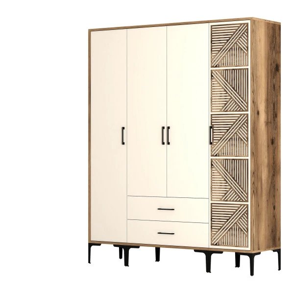 Variant Mobilya Kumsal 4 Kapılı (Stp) Gardrop - Lidya / Krem - Resim 5