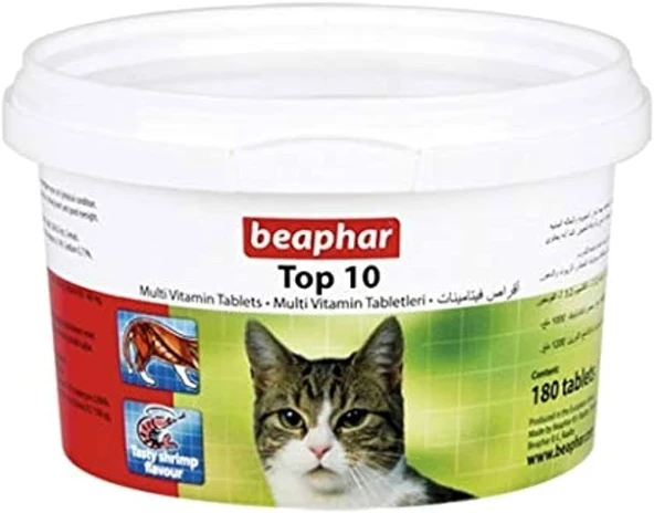 Beaphar Top 10 Multi Vitamin Tablets Kedi Vitamini 180 Adet ürün görseli 1