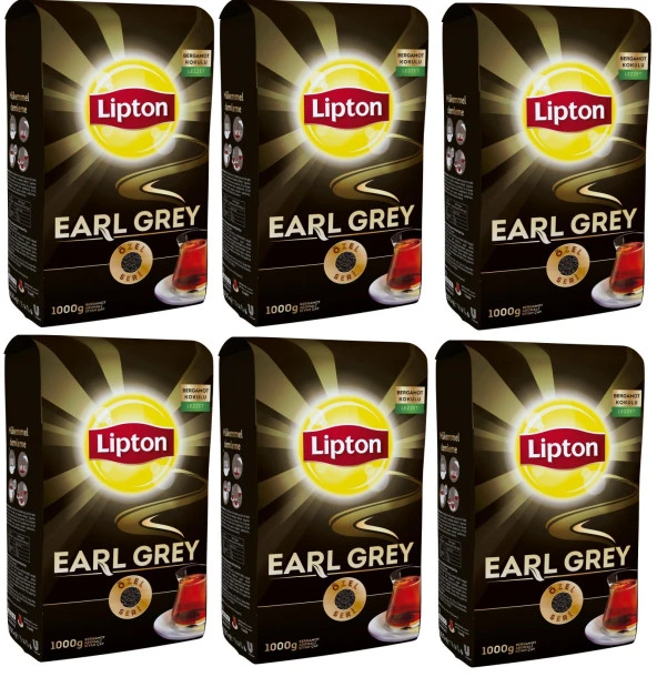 Lipton Earl Grey Bergamot Aromalı Siyah Çay 1000 gr (6 Paket)