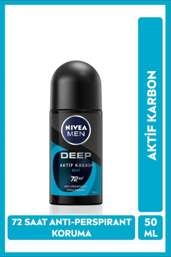 Nivea MEN Erkek Roll-on Deodorant Deep Dimension Beat 50ml, 72 Saat Anti-perspirant Ter Koruması, Ferahlık