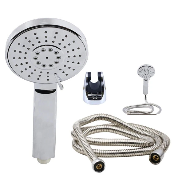 Duş Seti Spiral Fişkiye Banyo Duş Başlığı Set Fiskiyesi Telefonu Fonksiyonlu Klasik Başlık Metal Hortum - 3