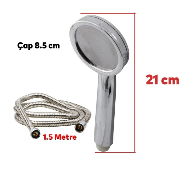 Duş Seti Spiral Fişkiye Banyo Duş Başlığı Set Fiskiyesi Telefonu Yuvarlak Klasik Başlık Metal Hortum - 2