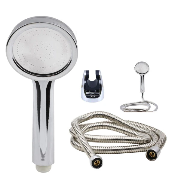 Duş Seti Spiral Fişkiye Banyo Duş Başlığı Set Fiskiyesi Telefonu Yuvarlak Klasik Başlık Metal Hortum - 3