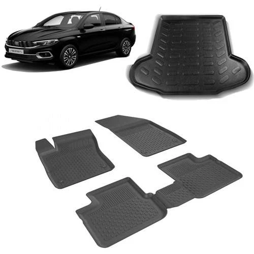 Fiat Egea Sedan 2015 ve Sonrası 4.5D Sahler Paspas 3D Rizline Bagaj  Havuzu Set Siyah ürün görseli