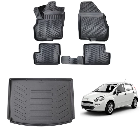 Fİat Punto 2006 Sonrası Rizline 3D Havuzlu Paspas ve Bagaj Havuzu Siyah ürün görseli