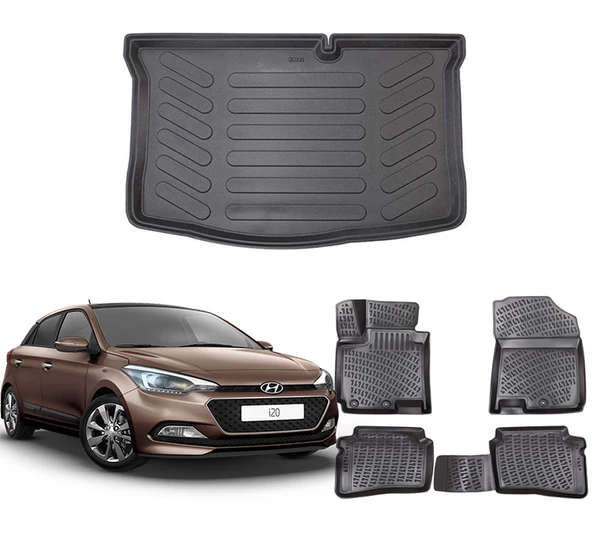 Hyundai İ20 2015-2020 Rizline 3D Havuzlu Paspas ve Bagaj Havuzu  Siyah ürün görseli