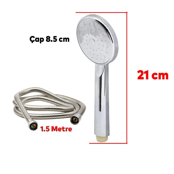 Duş Seti Spiral Fişkiye Banyo Duş Başlığı Set Fiskiyesi Telefonu Yuvarlak Klasik Başlık Metal Hortum - 2