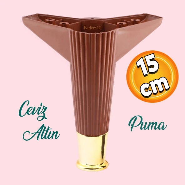 Elista Mobilya Ayağı Sehpa Tv Ünitesi Ayakları Yükseltici 15 Cm Ceviz Altın