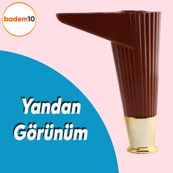Elista Mobilya Ayağı Sehpa Tv Ünitesi Ayakları Yükseltici 15 Cm Ceviz Altın - 3
