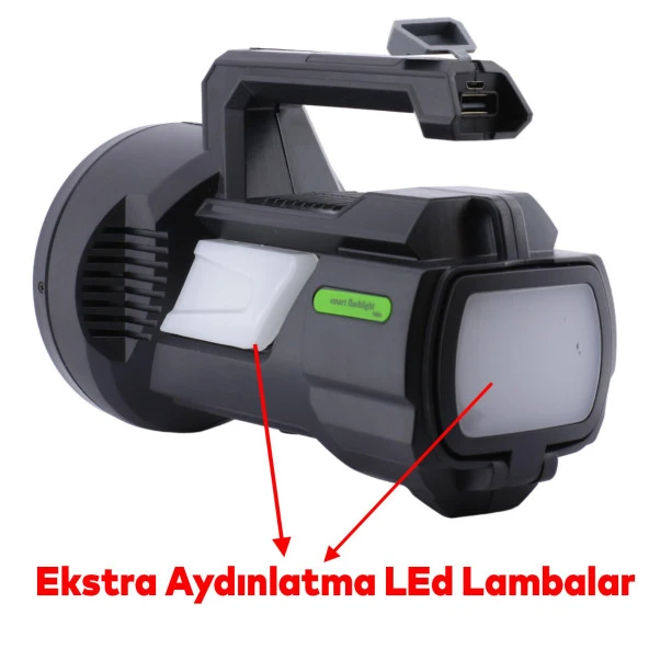 Şarjlı El Feneri Çok Fonksiyonlu Sarj Edilebilir Projektör Fener Led El Lambası Feneri 5W 4800 Mah Beyaz Işık - 3