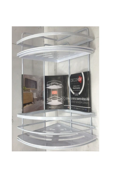 Decorev 5922 Banyo Köşeliği Kristal Lamalı İki Katlı Beyaz