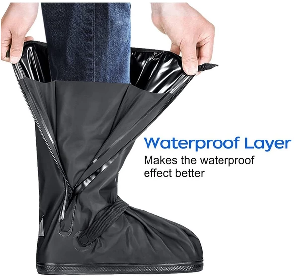 Motosiklet Bot Kılıfı Ayakkabı Yağmurluğu Su Geçirmez Motor Bisiklet Bacak Yağmurluk Çamur Koruma - 4