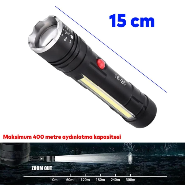 El Feneri Şarjlı P50 Led Işıldak Kamp Lambası Gece Uzun Menzil Aydınlatma Mıknatıslı 3800 Lümen Beyaz Işık - 4