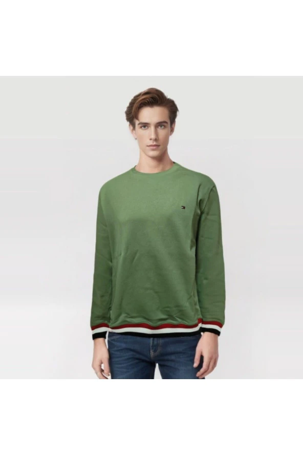 Erkek Sweatshirt Pique Kumaş\\Regular Fit////Haki