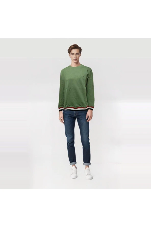 Erkek Sweatshirt Pique Kumaş\\Regular Fit////Haki - 2